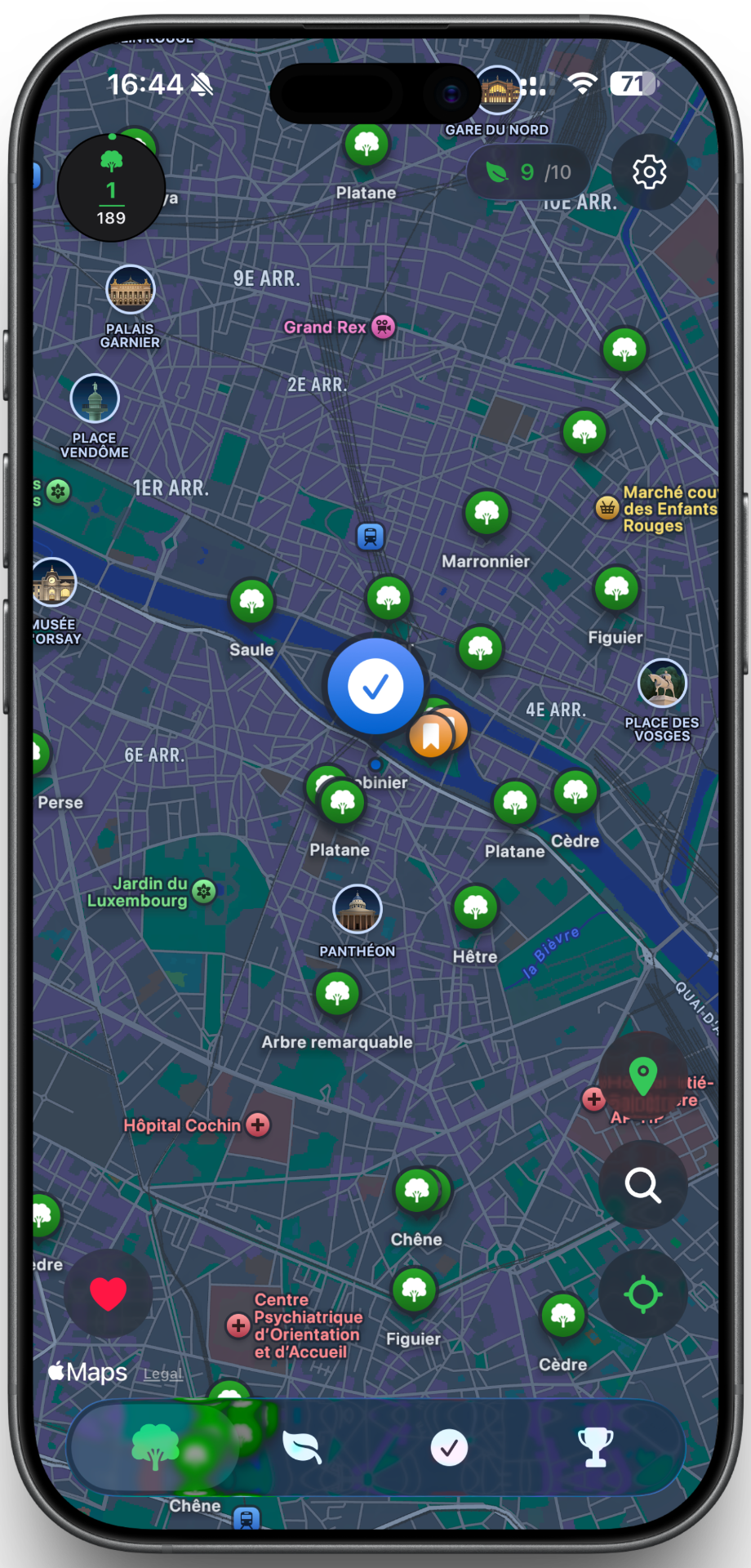 Carte interactive des arbres remarquables de Paris
