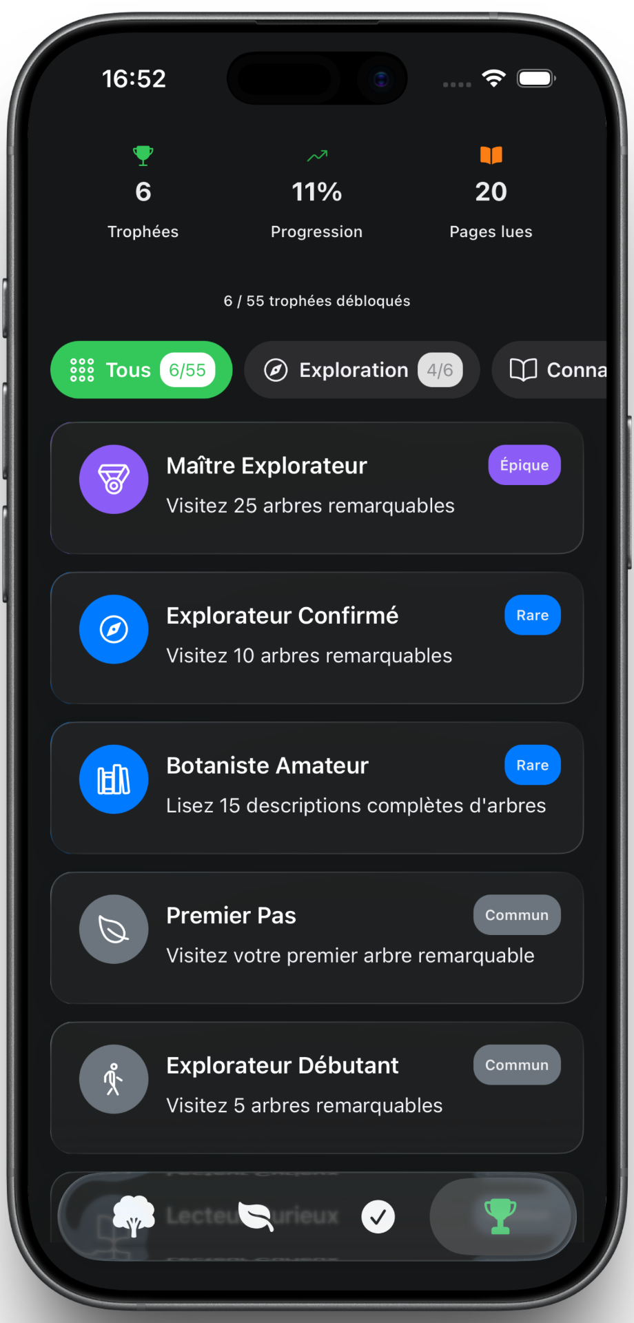 Système de trophées et défis à débloquer